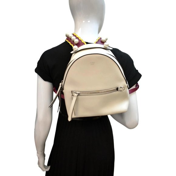 FENDI  Leather Backpack Bag White main image 6